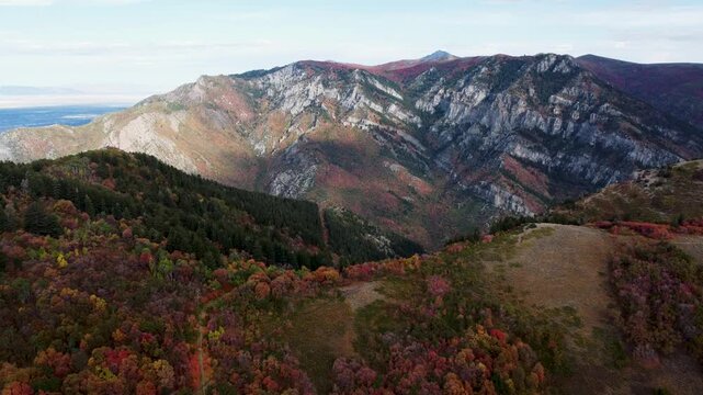 4K Aerial Autumn  Fall Views of Snowbasin Ski Resort Utah Hiking