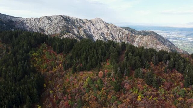 4K Aerial Autumn  Fall Views of Snowbasin Ski Resort Utah Hiking