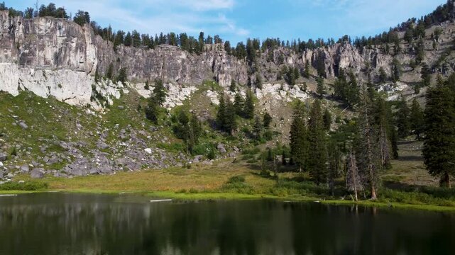 4k Aerial Summer views of White Pine Lake Cache National Forest Logan Utah 