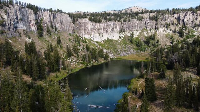 4k Aerial Summer views of White Pine Lake Cache National Forest Logan Utah 