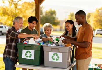 Community Members Engaging in Recycling Activities