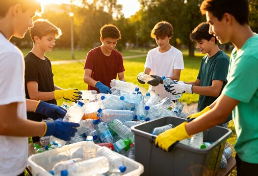 Teens Participating in Community Clean-Up Activity