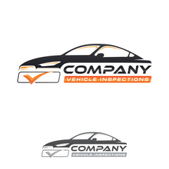 Automotive Inspection logo with tick design template on white background
