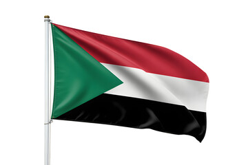 Proudly waving Sudanese flag symbolizes national pride and freedom, perfect for patriotic displays and international events