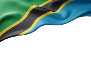 Dynamic Tanzania flag waving on top side with copy space bellow, a symbol of national pride and identity for design projects