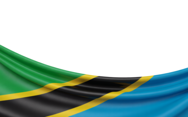 Tanzanian flag gently waving on bottom side with copy space above represents national pride, heritage, and cultural identity beautifully