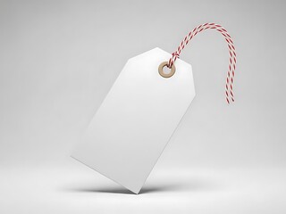 Blank white gift tag with red and white twine