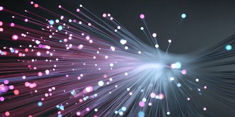 Glowing light strands with colorful bokeh against dark background