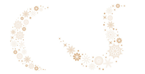 Holiday Season Decorative border of Snowflakes. Wave shaped vector design element for Christmas and New Year banners background