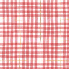 Gold Red Plaid Gingham Check Hand Drawn Background Pattern Overlay