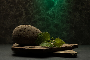Natural stones for the background of a product presentation podium