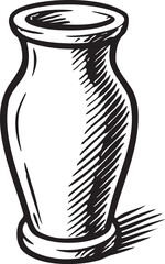 Bold marker pen illustration of a classic vase for decor and artistic visuals