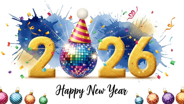 Image 6 (colorful 2026 disco ball and confetti)
Optimized title:
"Vibrant 2026 Disco Ball New Year Design — Colorful '2026' Numbers with Mirrored Disco Sphere, Confetti and Party Decorations for Festi - Powered by Adobe