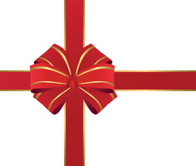 Realistic Red Ribbon Bow &ndash; Decorative Satin Gift Bow Isolated Vector