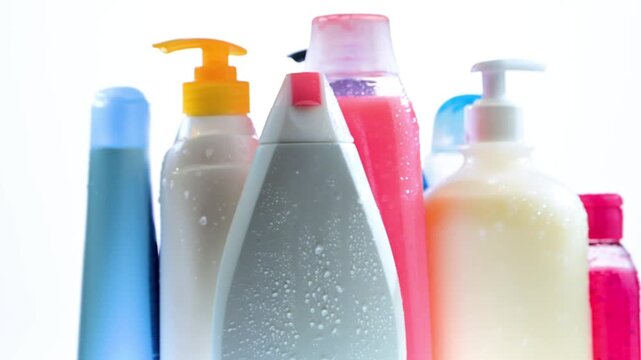 Plastic containers with different body care products