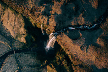 Above Aerial WaterFall Iceland
