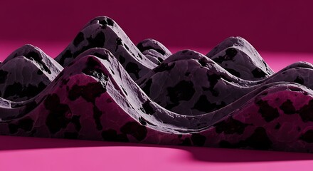 Abstract Terrain on Magenta Surface, Undulating Hills and Mountain Range