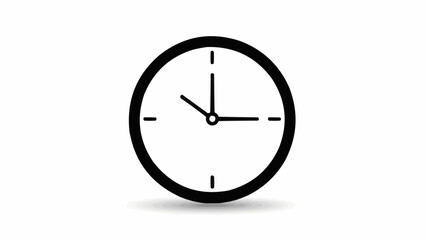 Clock icon with shadow isolated on white background. Vector illustration. stock illustration