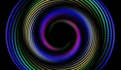 rounded colorful dots black background