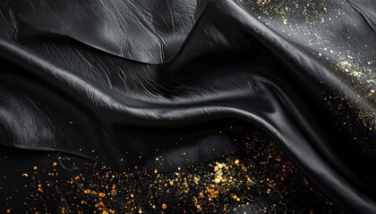 滑らかなオニキスブラックのフォイル質感に、片隅へ極小のゴールドマイクロシマーが控えめに輝く超ミニマルで高級感のある背景です。
柔らかな照明が黒の深みとフォイル特有の滑らかな光表現を強調し、微光の粒子が洗練されたアクセントを添えます。