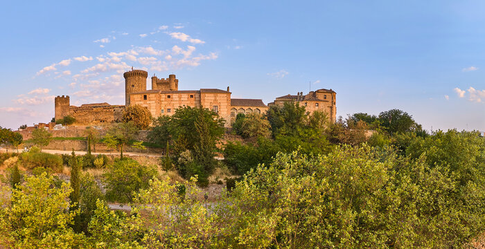 Aerial view of the Oropesa Parador, Toledo, Castilla-La Mancha, Spain.