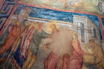 Medieval frescoes inside the Ivanovo Rock-Hewn Church
