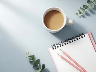 Morning coffee and sketching with pencils and a notebook