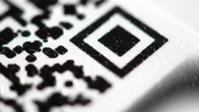 Closeup of QR code with detail, and white background.