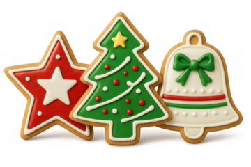 Christmas gingerbread cookies decoration with royal icing