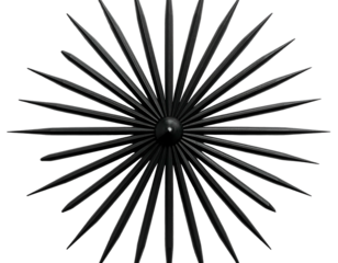 Abstract Black Metal Sculpture on White Background