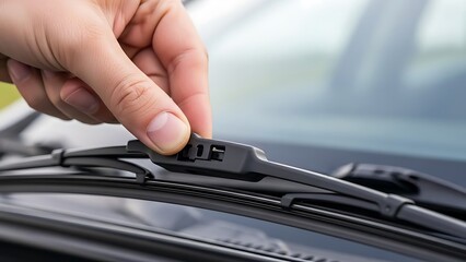 Hand adjusting a modern vehicle wiper blade for clear visibility