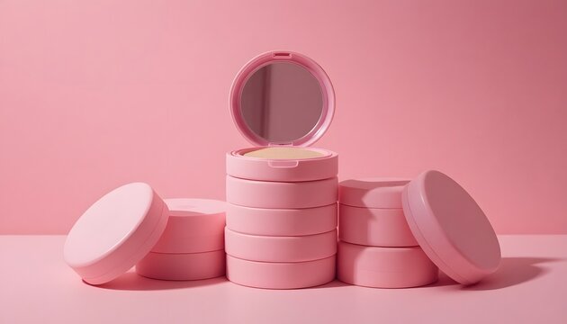 Modern pink foundation compacts offer a fresh, clean beauty aesthetic for your brand's next social media campaign or beauty blog post. Enhance your style today!