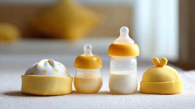 Breastfeeding Accessories Arranged in a Bedroom With Soft Lighting Creating a Warm and Inviting Atmosphere for New Parents - Powered by Adobe