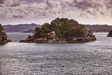 Small Lighthouse on Rocky Norwegian Coast