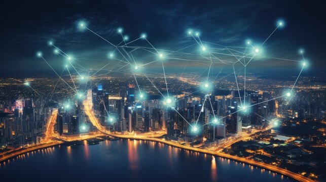 5G, 6G, Big data wireless network, high speed internet, cloud computing or connect diagram technology, Data storage, service, synchronize, online, financial, Connectivity global, smart city, Gen AI - Powered by Adobe