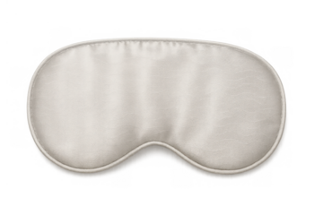 Beige silk sleep mask for peaceful rest, blindfolding eyes for relaxation and deep sleeping, transparent background