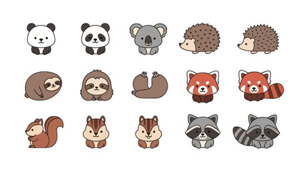 Naklejka premium Delightful cartoon collection showcasing endearing animals, exuding charm and gentle appeal
