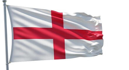 Iconic english flag waving gracefully against a pristine white backdrop, embodying national pride