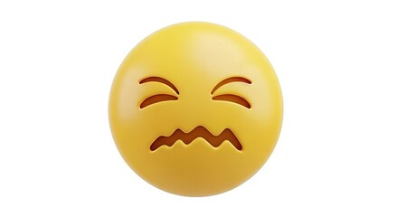 Fototapeta premium Expression of Discomfort a Vibrant Yellow Emoji Displaying a Wincing Facial Expression
