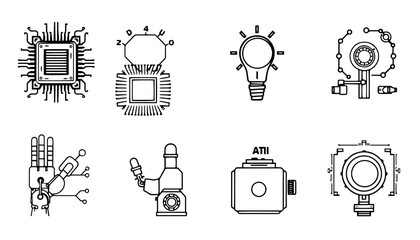 Black vector business icons set for web design illustration