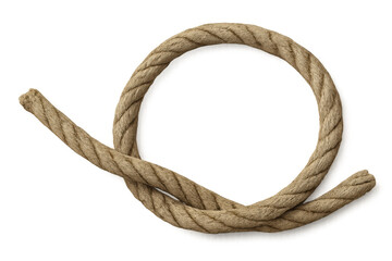 Obraz premium Rope knot forming a loop, natural fiber cord with twisted strands on transparent background
