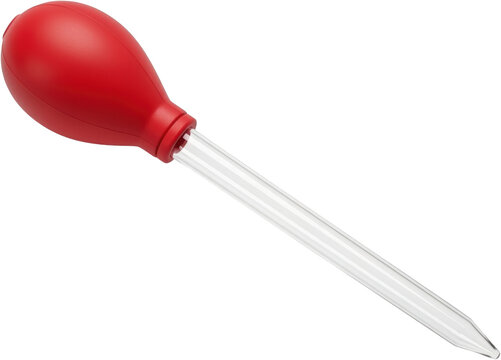 Red rubber bulb turkey baster with clear plastic tube kitchen utensil cooking tool isolate Food Dropper Pipette Squeeze Liquid Sauce Gravy Marinade Meat