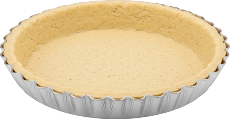 Unbaked pie crust in a fluted tart pan ready to be filled and baked with sweet or savory ingredients isolate tart crust baking pastry dough preparation