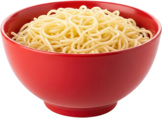 A Bright Red Bowl Filled With A Generous Serving Of Cooked Spaghetti Noodles Isolated Transparent Background Pasta Food Italian Cuisine Meal Dish Healthy Transparent Background