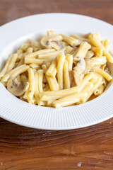 Close-Up of Creamy Italian Caserecce Pasta