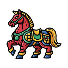 Obraz premium Ornate Red Horse Illustration with Intricate Details