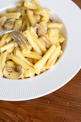 Close-Up of Creamy Italian Caserecce Pasta