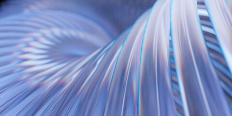 Abstract background with transparent tube shapes. 3d rendering of realistic glass with refraction and dispersion.