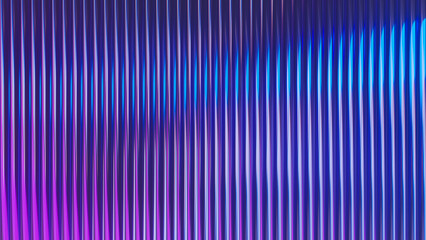 Corrugated glass texture. Neon blurry ribbed texture. Abstract 3d render.