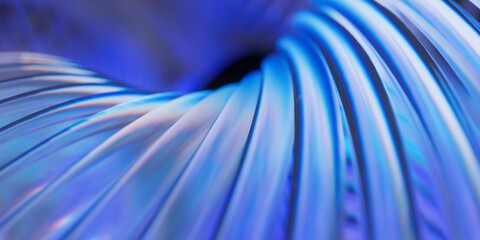 Abstract background with transparent tube shapes. 3d rendering of realistic glass with refraction and dispersion.